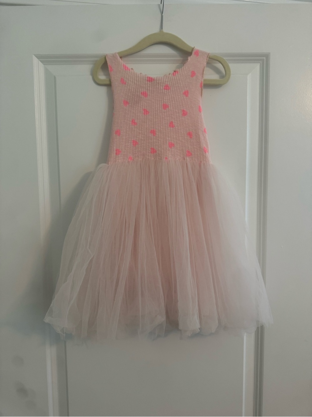 Girls' Petite Hailey Pink Tulle Party Dress with Heart Detail